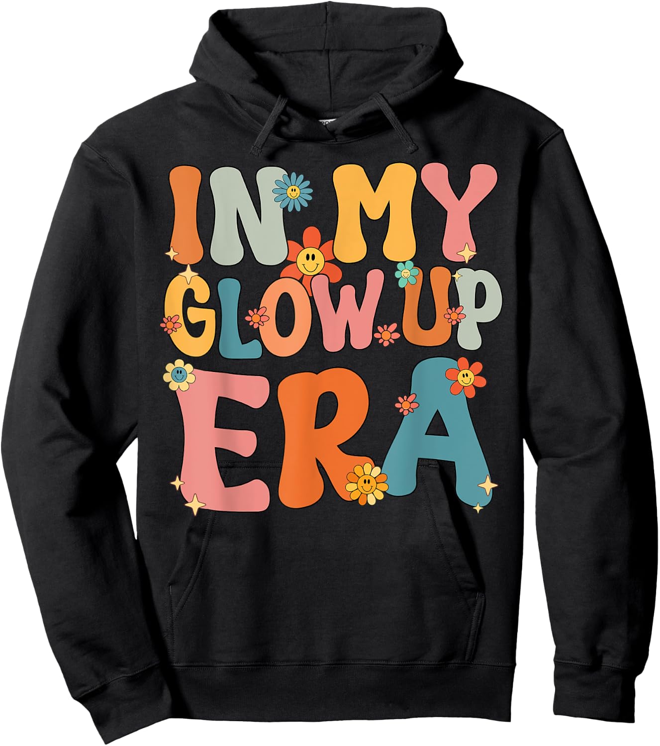 In My Glow Up Era Retro Groovy Hoodie - Hoodie | Black