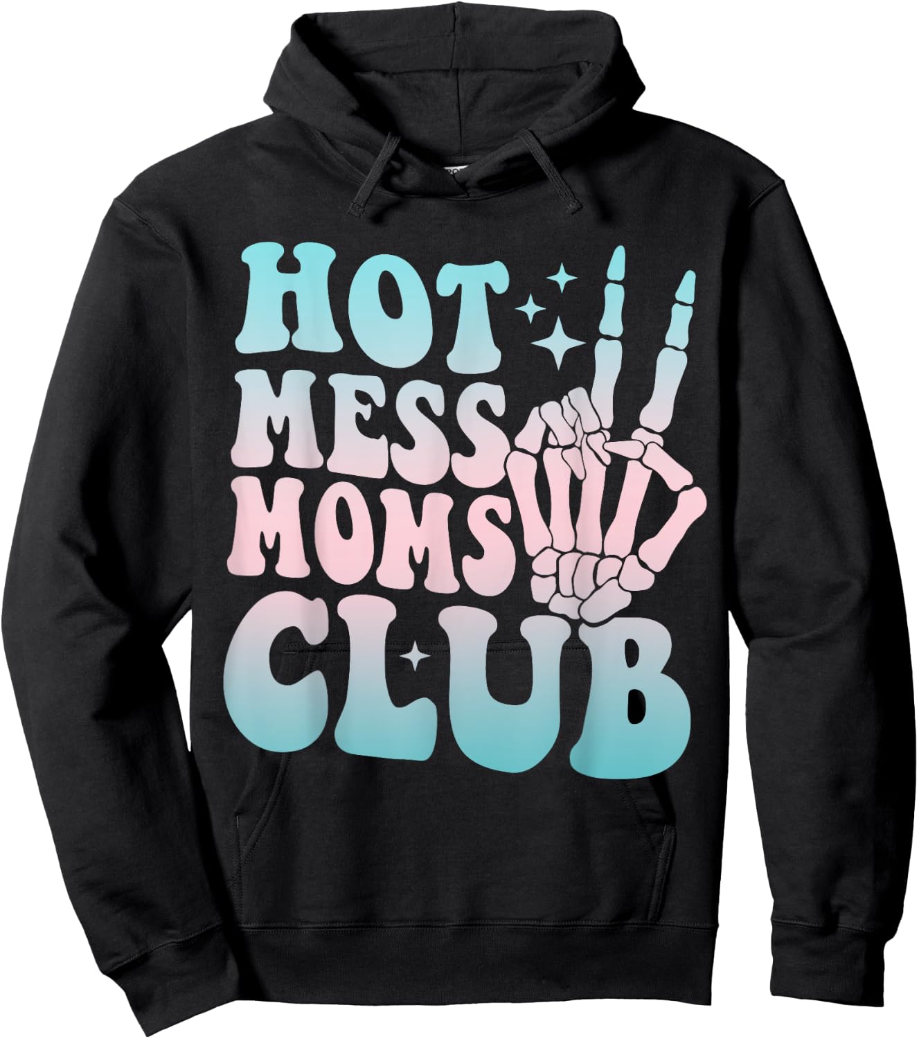 Hot Mess Moms Club Mother's Day Groovy Hot Mess Moms Club Hoodie - Hoodie | Black