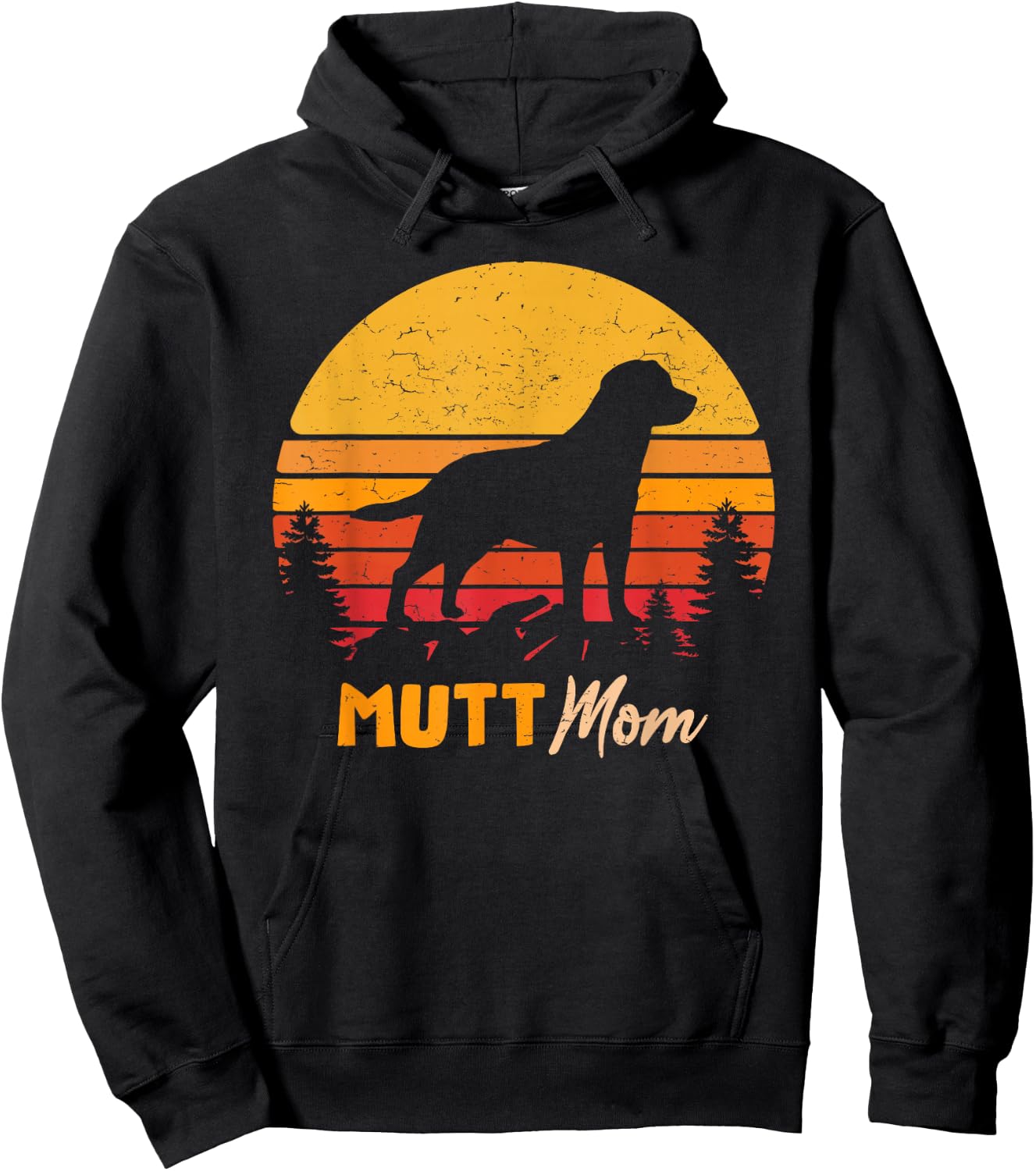 Mutt Mama Vintage Retro Dog Women's Gift Hoodie - Hoodie | Black