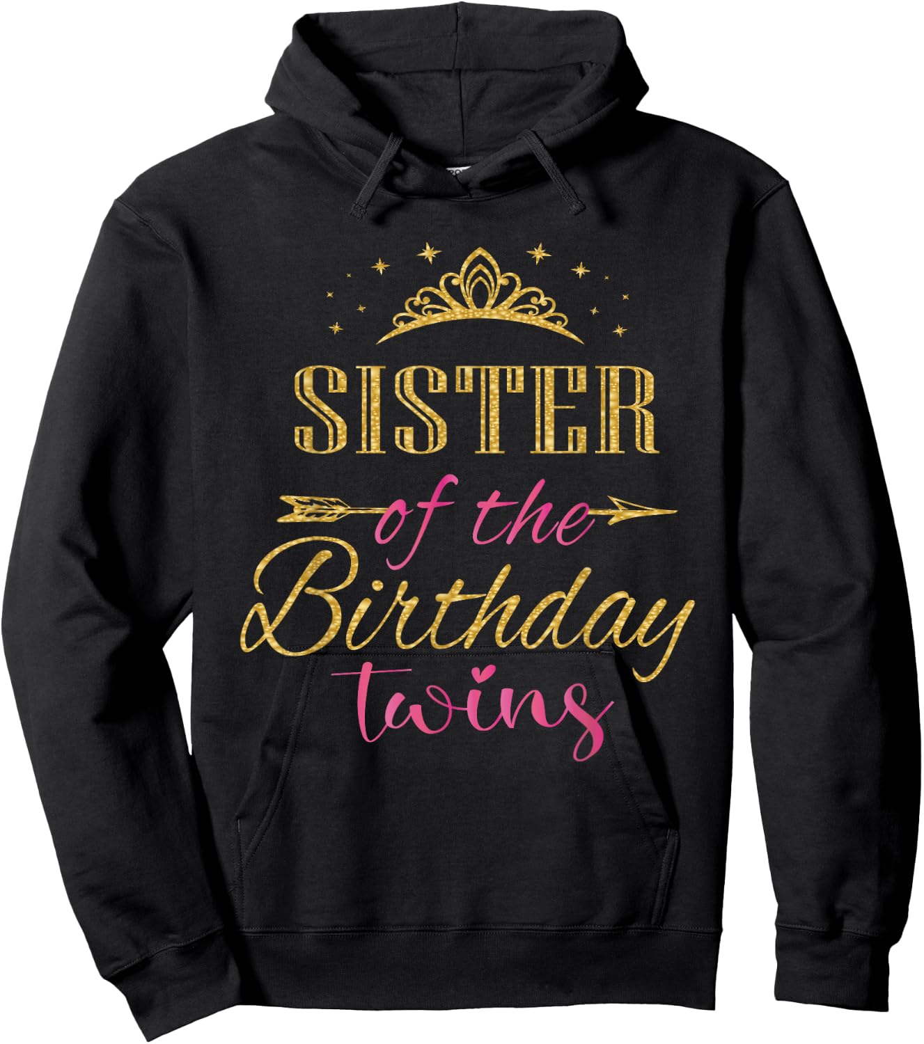 Sister of The Birthday Twins Kids Party Hoodie - Hoodie | Black