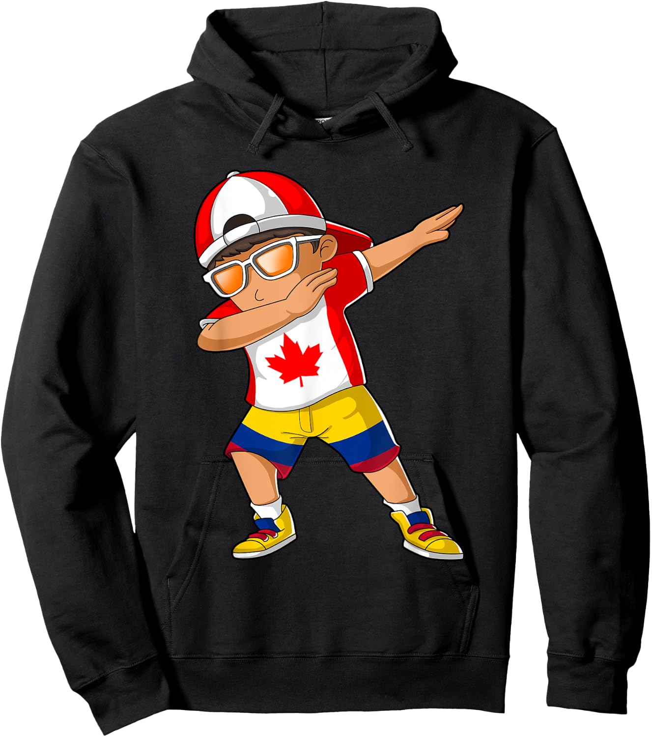 Half Canadian Half Colombian Boy Canada Colombia Flag Hoodie - Hoodie | Black