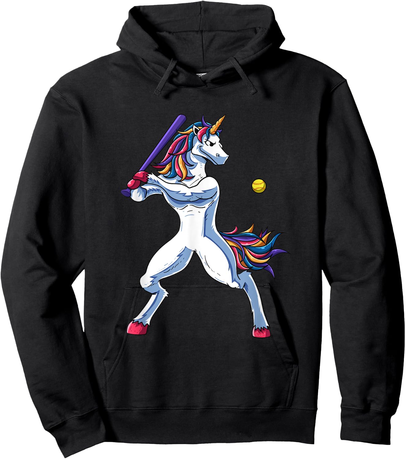 Funny Unicorn Softball Player Baseball Batter Hitter Gifts Hoodie - Hoodie | Black