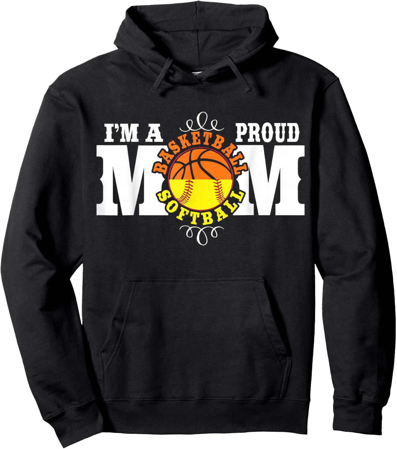 I'm a Proud Basketball Softball Mom - Combined Sports Hoodie - Hoodie | Black