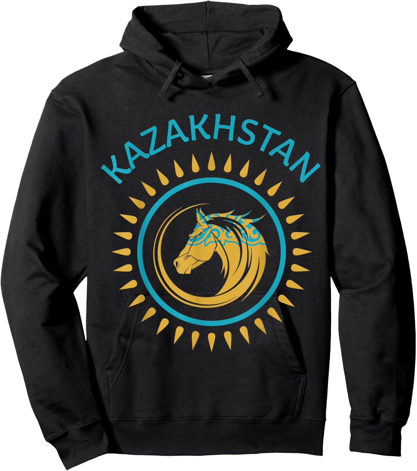 Republic of Kazakhstan Kazakhstan Kazakhian Flag Horse Hoodie - Hoodie | Black