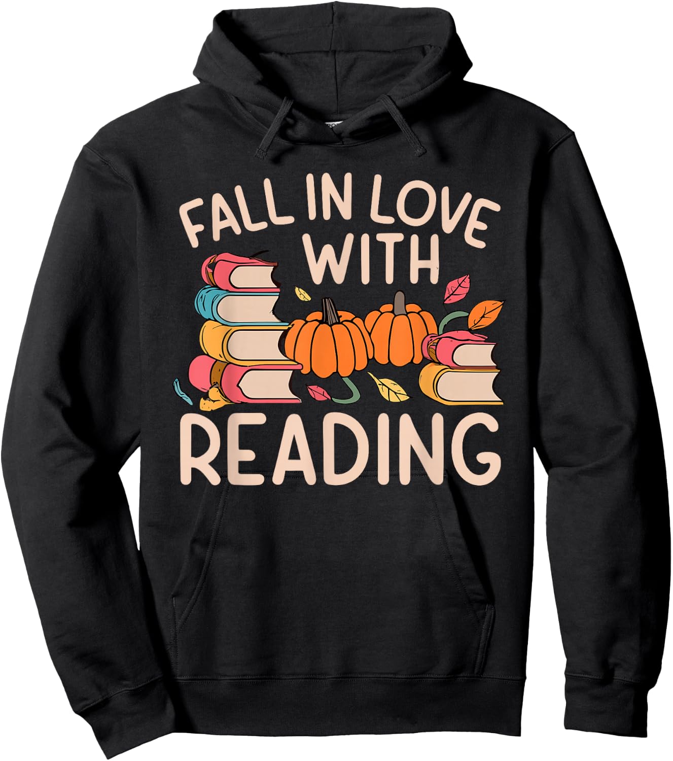 Fall In Love With Reading Book Autumn Pumpkins And Teachers Hoodie - Hoodie | Black