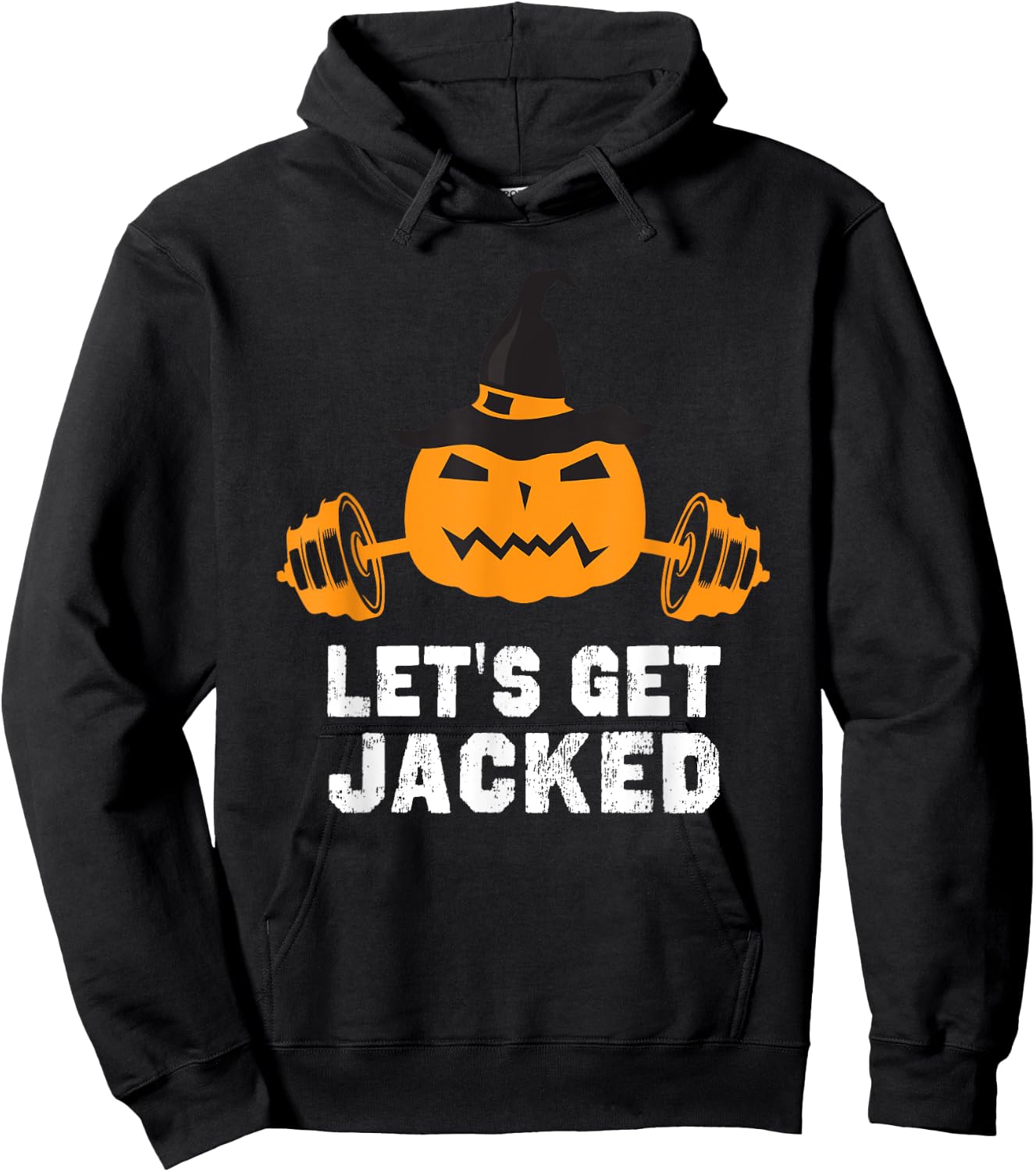 Let’s Get Jacked Gym Weightlifting Halloween Pumpkin Hoodie - Hoodie | Black