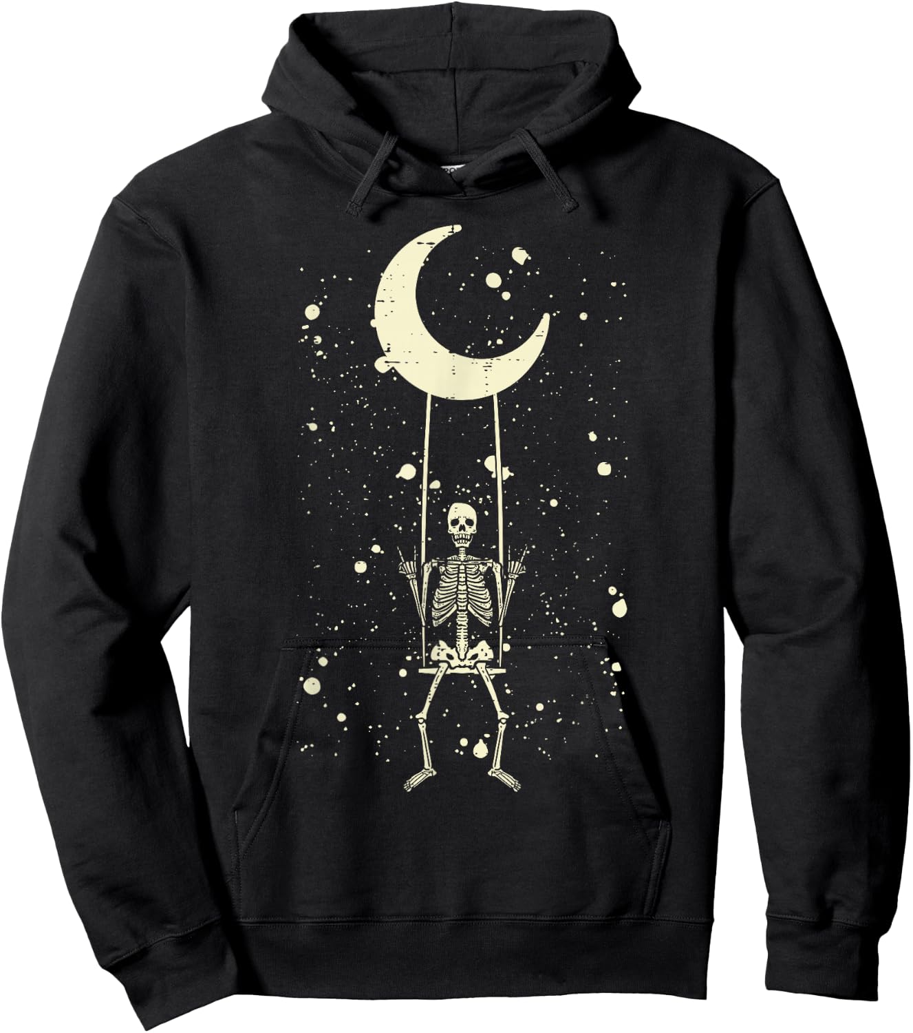 Rocker Skeleton Moon Rock Band Halloween Men Women Boys Kids Hoodie - Hoodie | Black