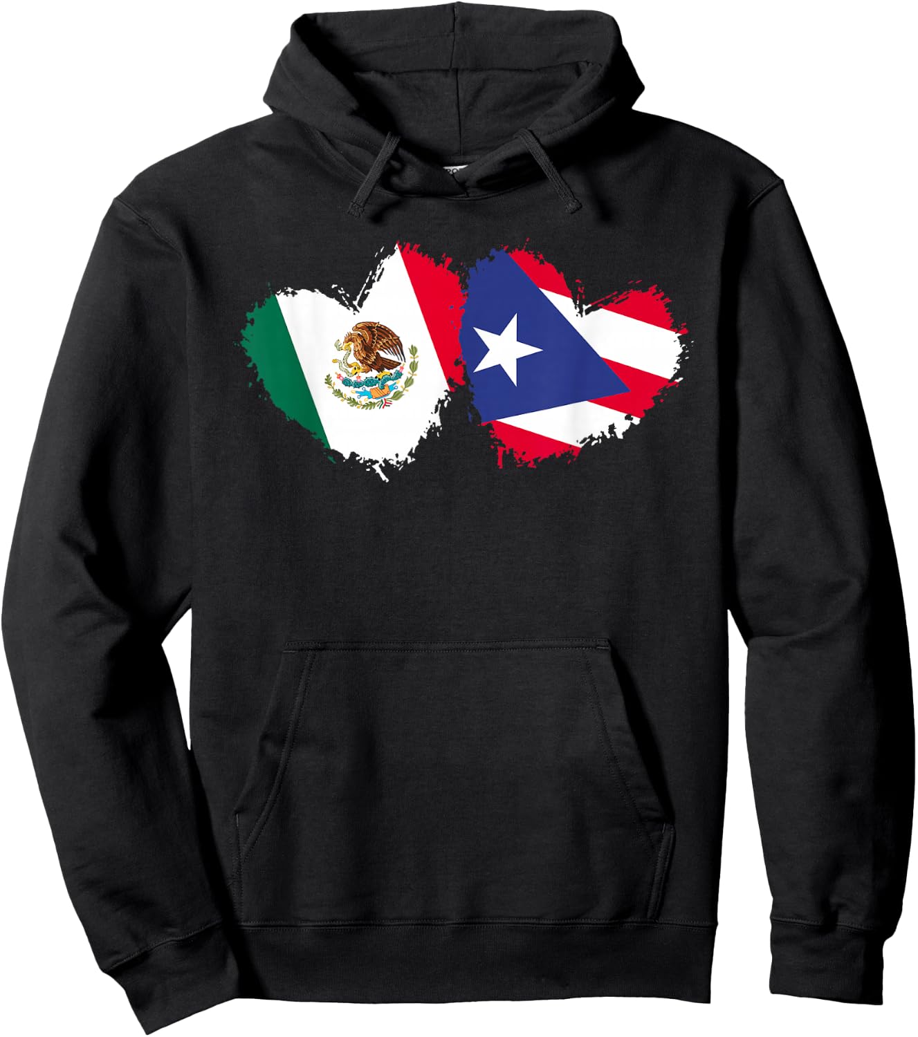 Mexirican Puerto Rico Flag Mexican Puerto Rican Love Heart Hoodie - Hoodie | Black
