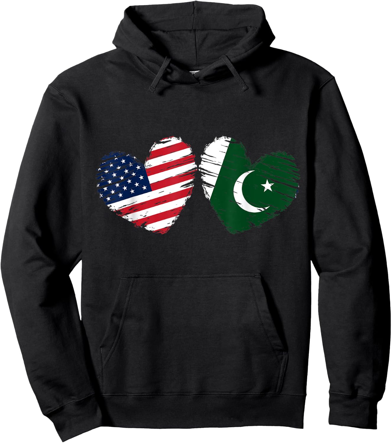 USA Pakistan Flag Heart Valentines Day Pakistani American Hoodie - Hoodie | Black