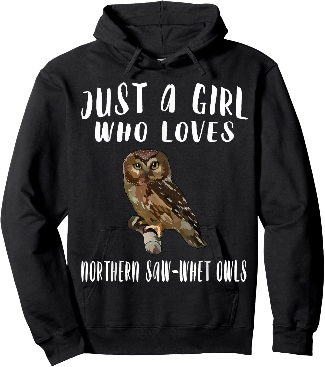 Just A Girl Who Loves Northern Saw-whet Owl Bird Lover Gift Hoodie - Hoodie | Black