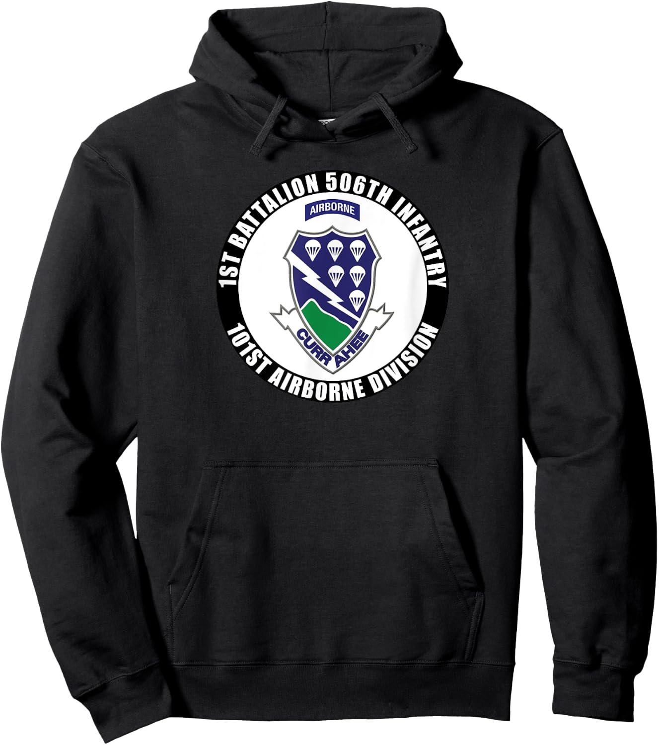 SoldierTees 1st Battalion 506th Infantry, 101st Airborne Division Veteran - Men's Black Classic Fit Short Sleeve - Small Hoodie - Hoodie | Black