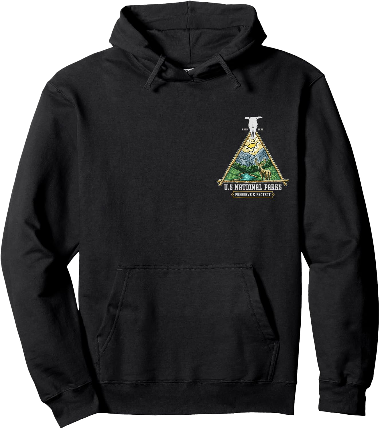 Retro US national parks preserve and protect - outdoors Hoodie - Hoodie | Black