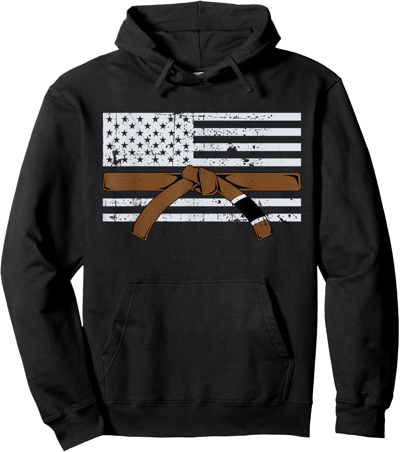 American Flag Jiujitsu Brown Belt Gift | Martial Arts Lover Hoodie - Hoodie | Black