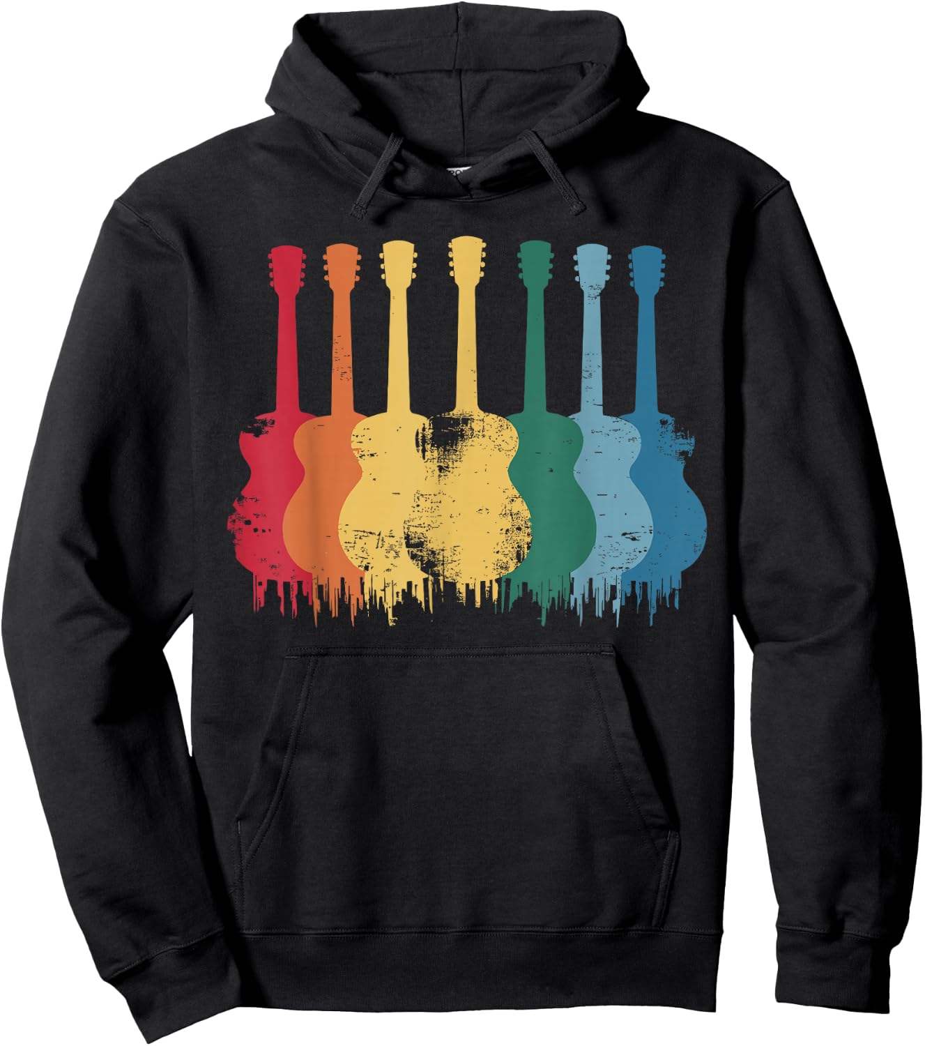 Vintage Guitar Music Band Guitarist Hoodie - Hoodie | Black