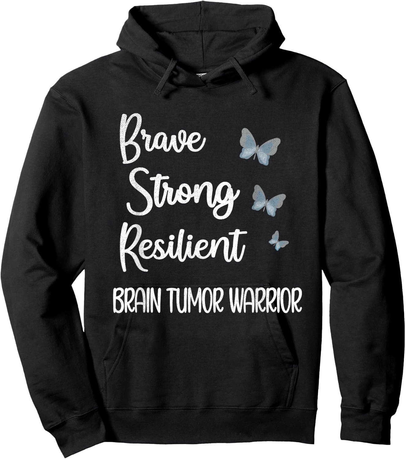 Brain Tumor Warrior | Brain Cancer Awareness Gray Ribbon Hoodie - Hoodie | Black