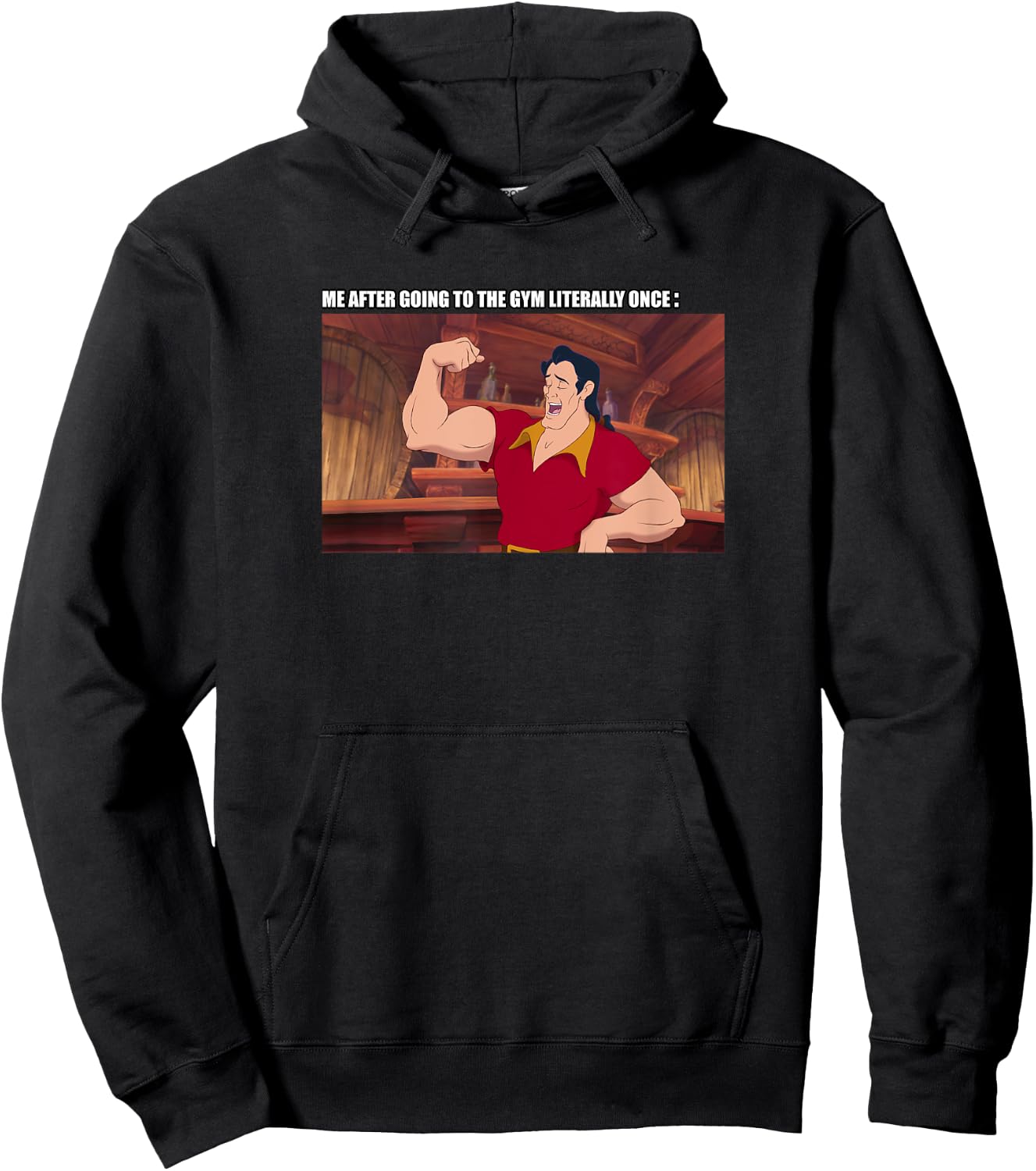 Disney Beauty And The Beast Gaston After Going To The Gym Hoodie - Hoodie | Black