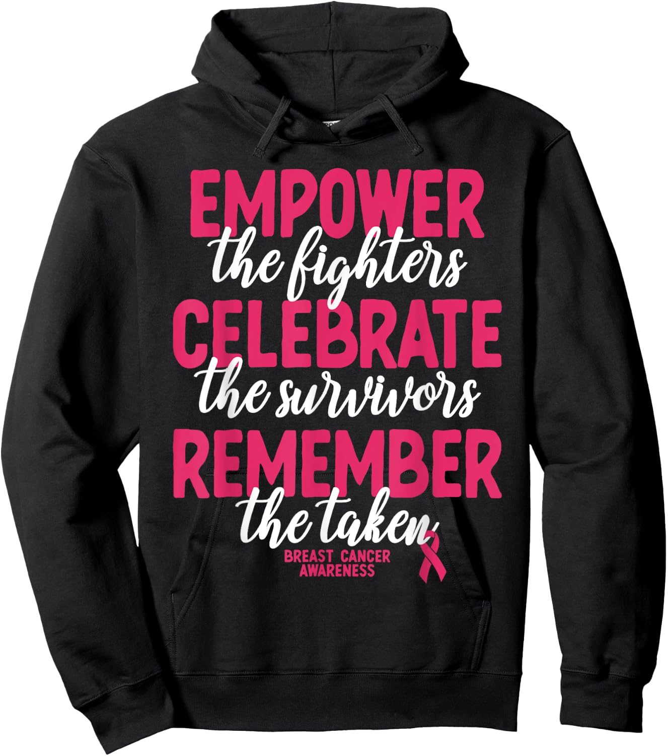 Breast Cancer Support Pink Ribbon Breast Cancer Awareness Hoodie - Hoodie | Black