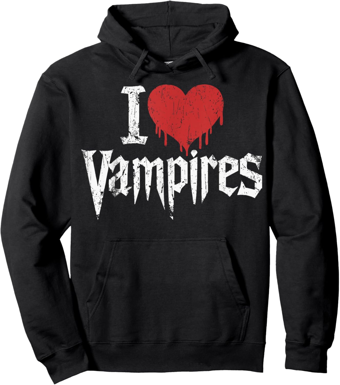 I Love Vampires I Red Heart Vampires Grunge Halloween Horror Hoodie - Hoodie | Black