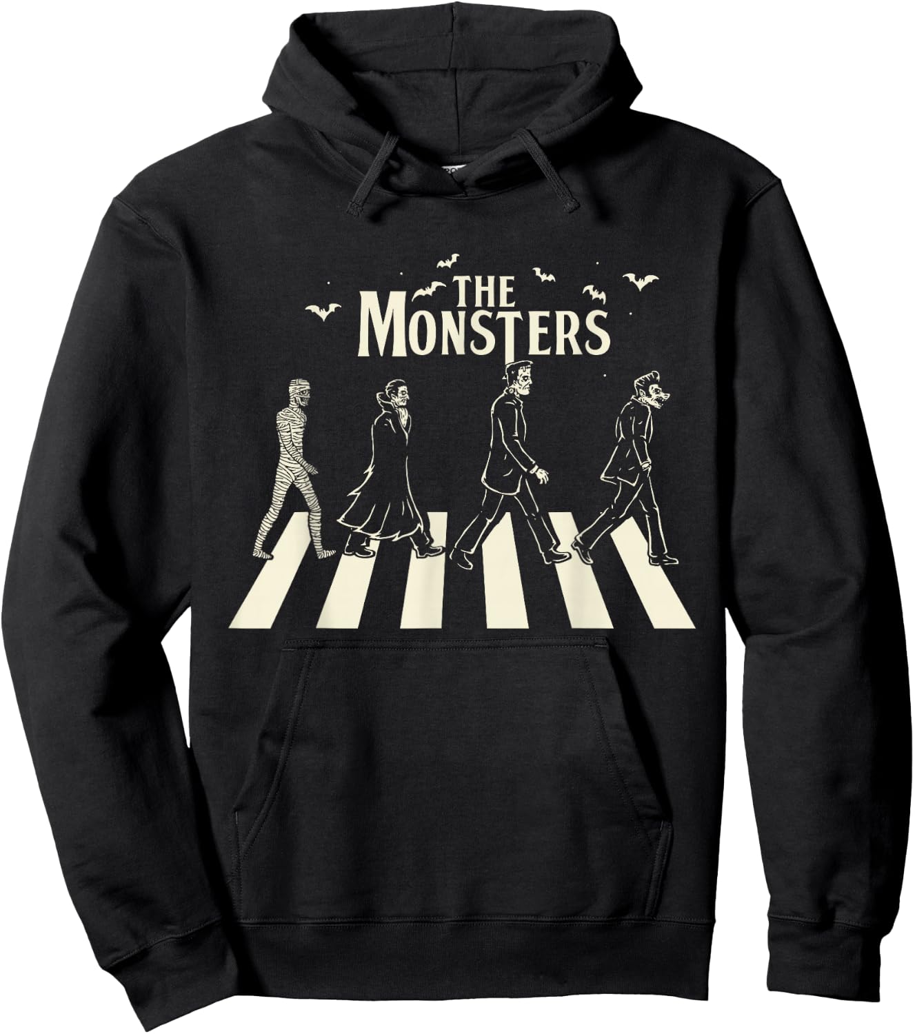 The Monsters - Funny Monsters Crossing the Road Hoodie - Hoodie | Black