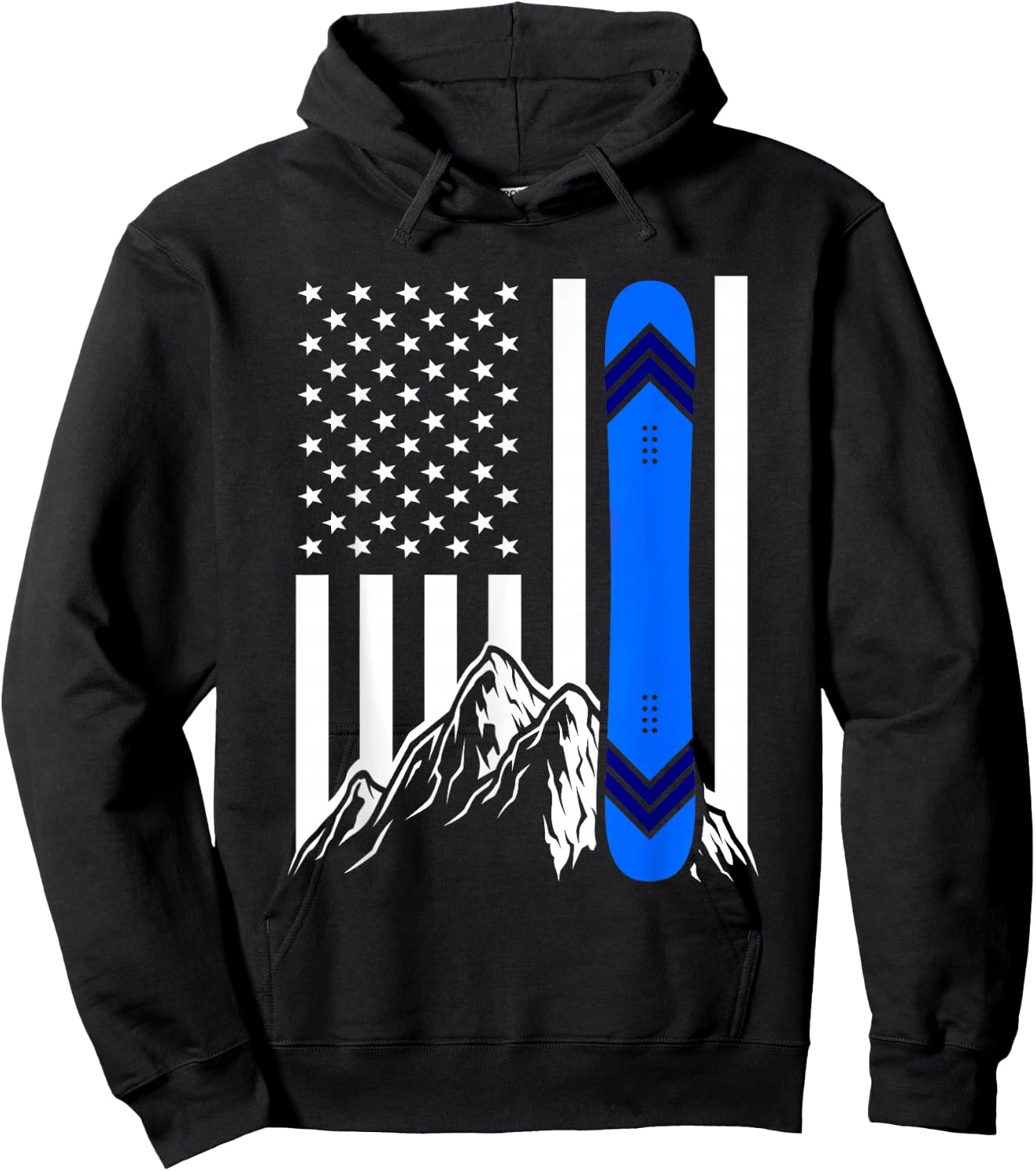 American Flag Snowboarding Gifts Mountain Snowboarder Hoodie - Hoodie | Black
