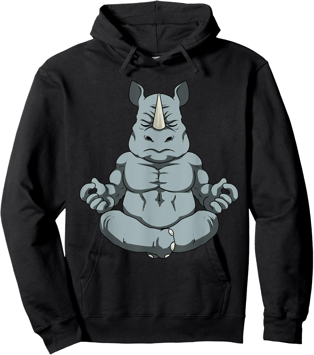 Meditation Shirt Men Rhinoceros Yoga Gift Men Namaste Rhino Hoodie - Hoodie | Black