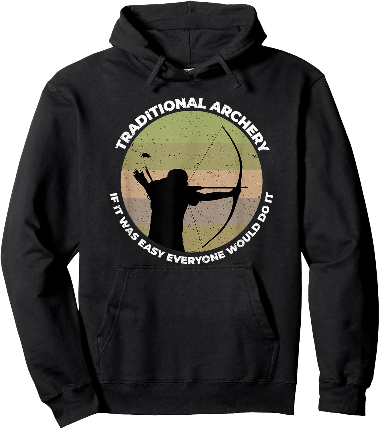 Traditional Archery Vintage Trad Bow If It was Easy Quote Hoodie - Hoodie | Black