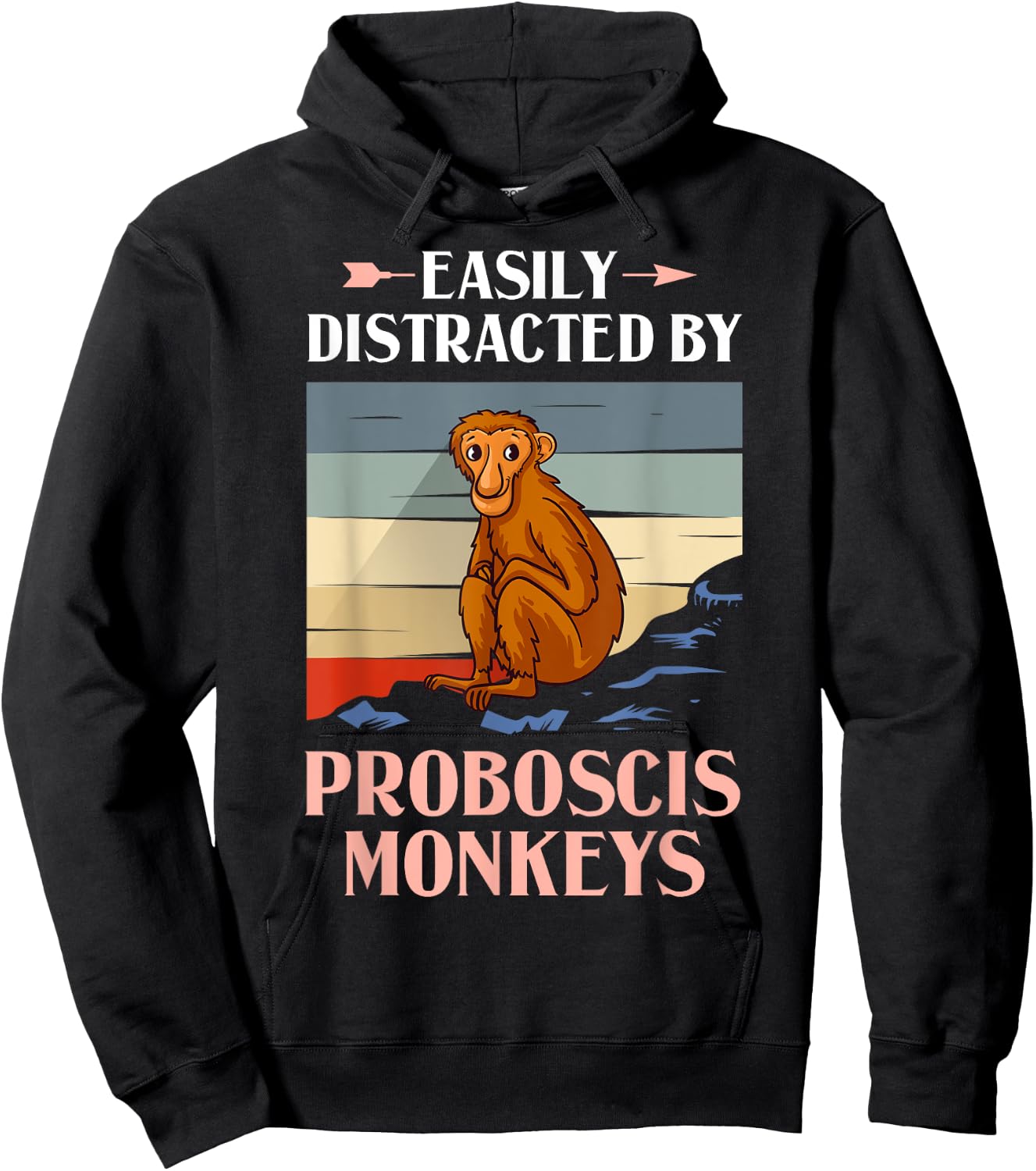 Proboscis Monkey Funny Long Nosed Monkeys Hoodie - Hoodie | Black