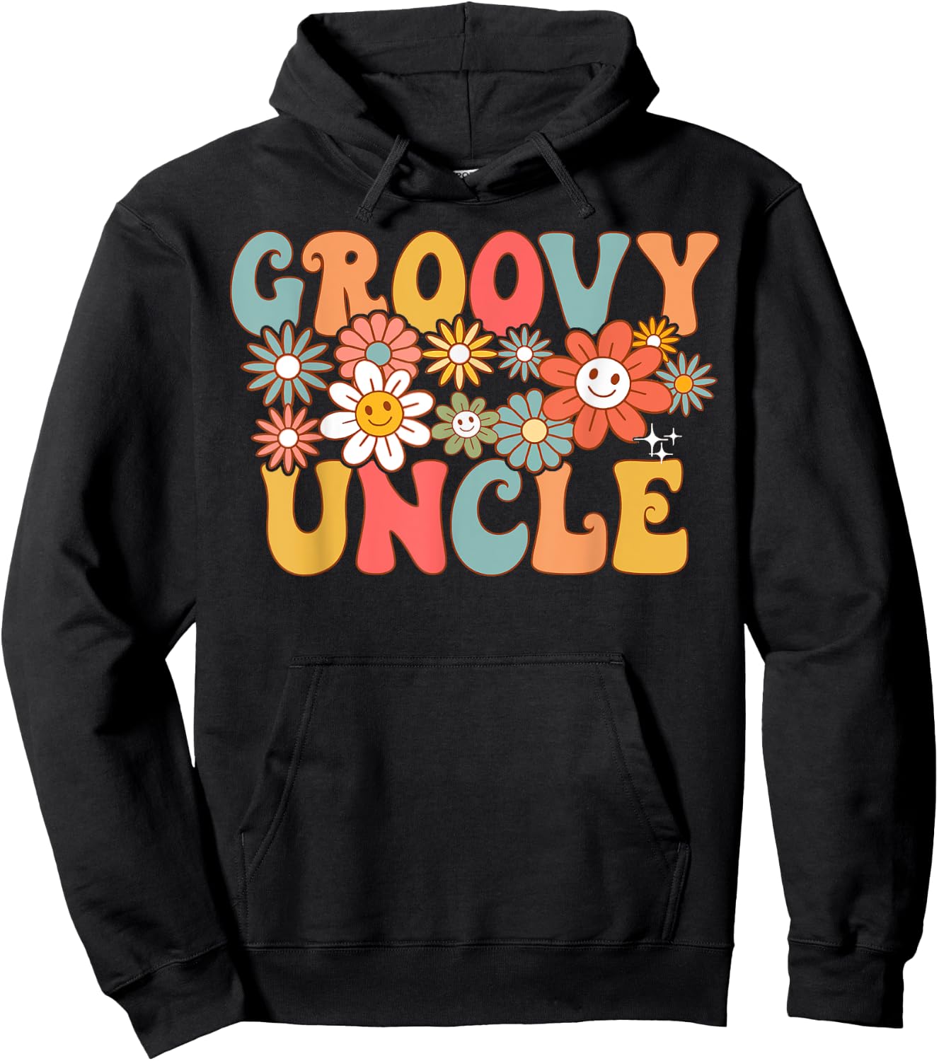 Retro Groovy Uncle 1st Birthday Matching Family Hippie Funny Hoodie - Hoodie | Black
