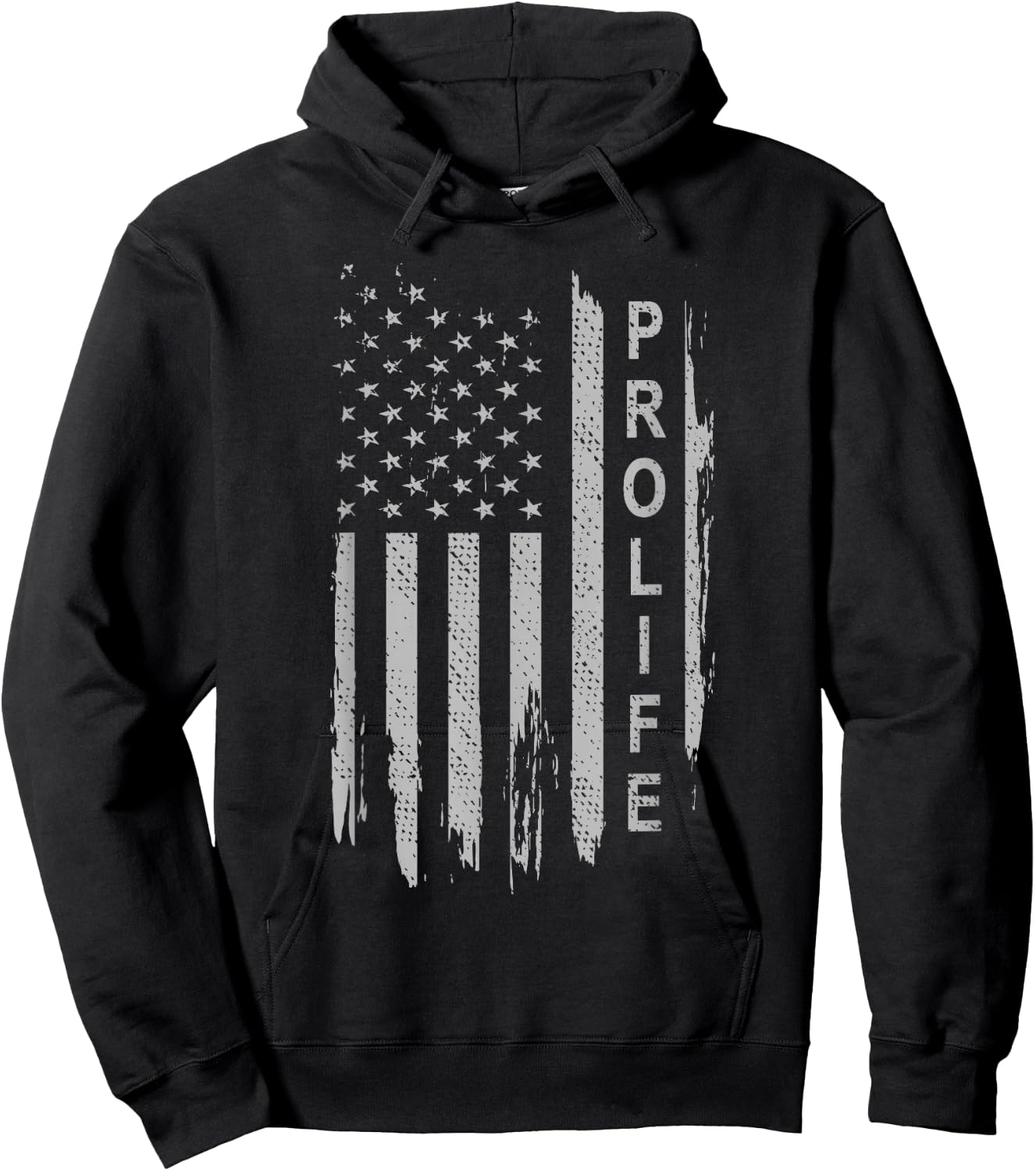 Pro Life on American Flag Hoodie - Hoodie | Black