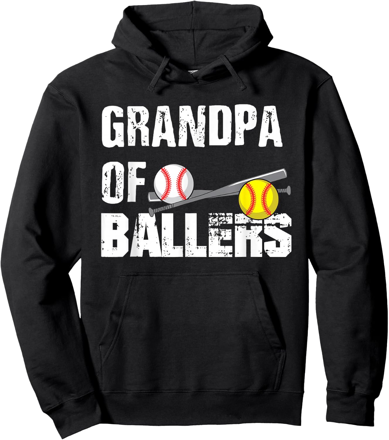 Grandpa Of Ballers Funny Baseball Softball Fathers Day Gift Hoodie - Hoodie | Black