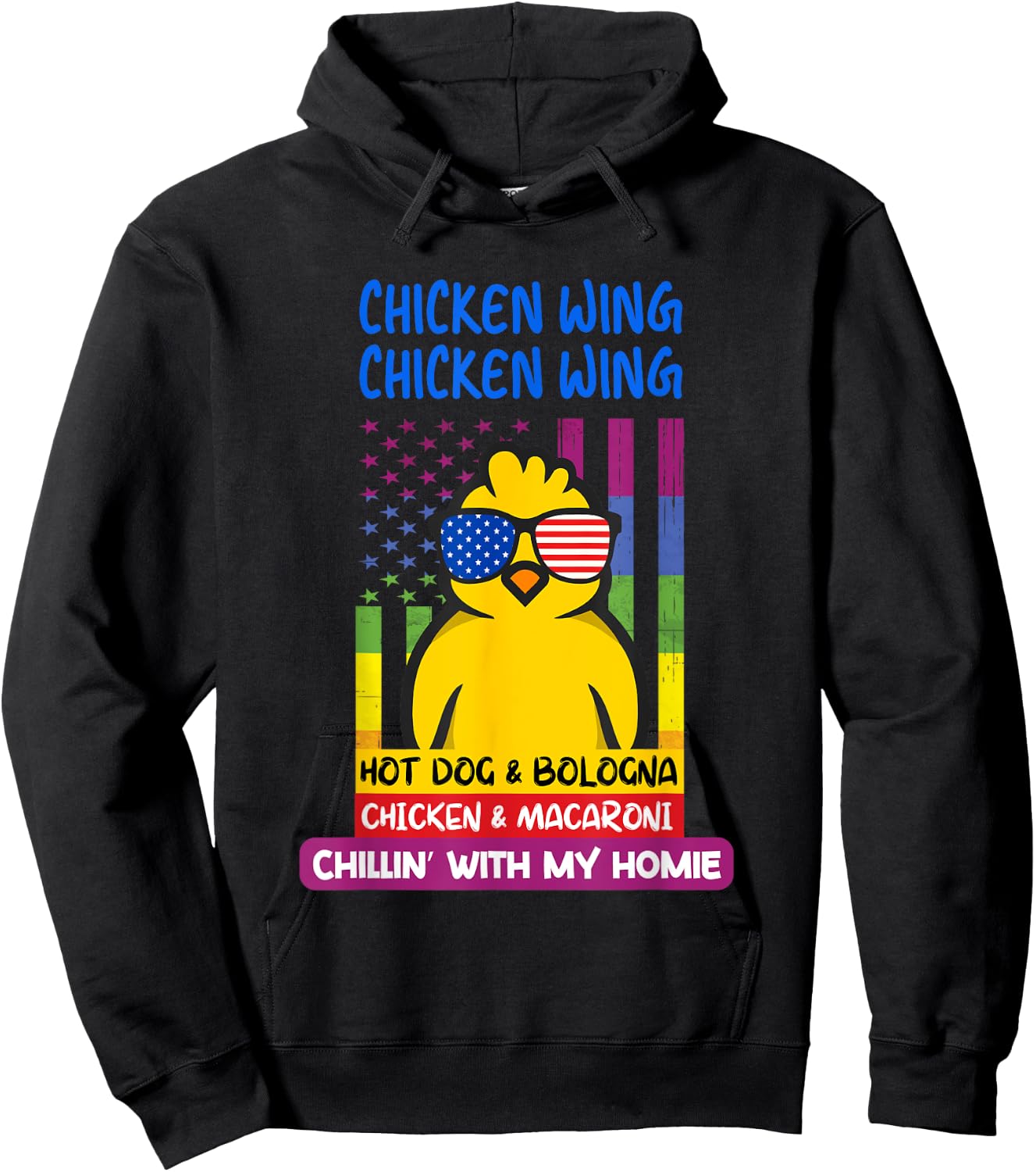 Cooked Chicken Wing Chicken Wing Hot Dog Bologna Macaroni Women Girls Kids Hoodie - Hoodie | Black