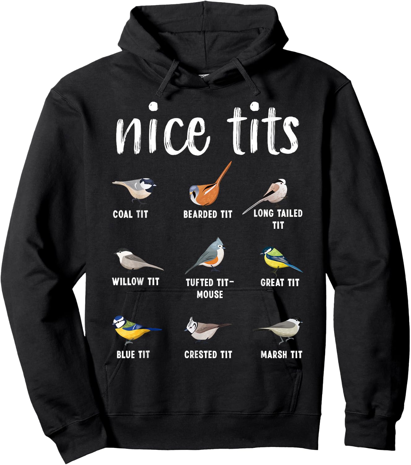 Funny Bird Watching Gifts Tufted Titmouse Hoodie - Hoodie | Black
