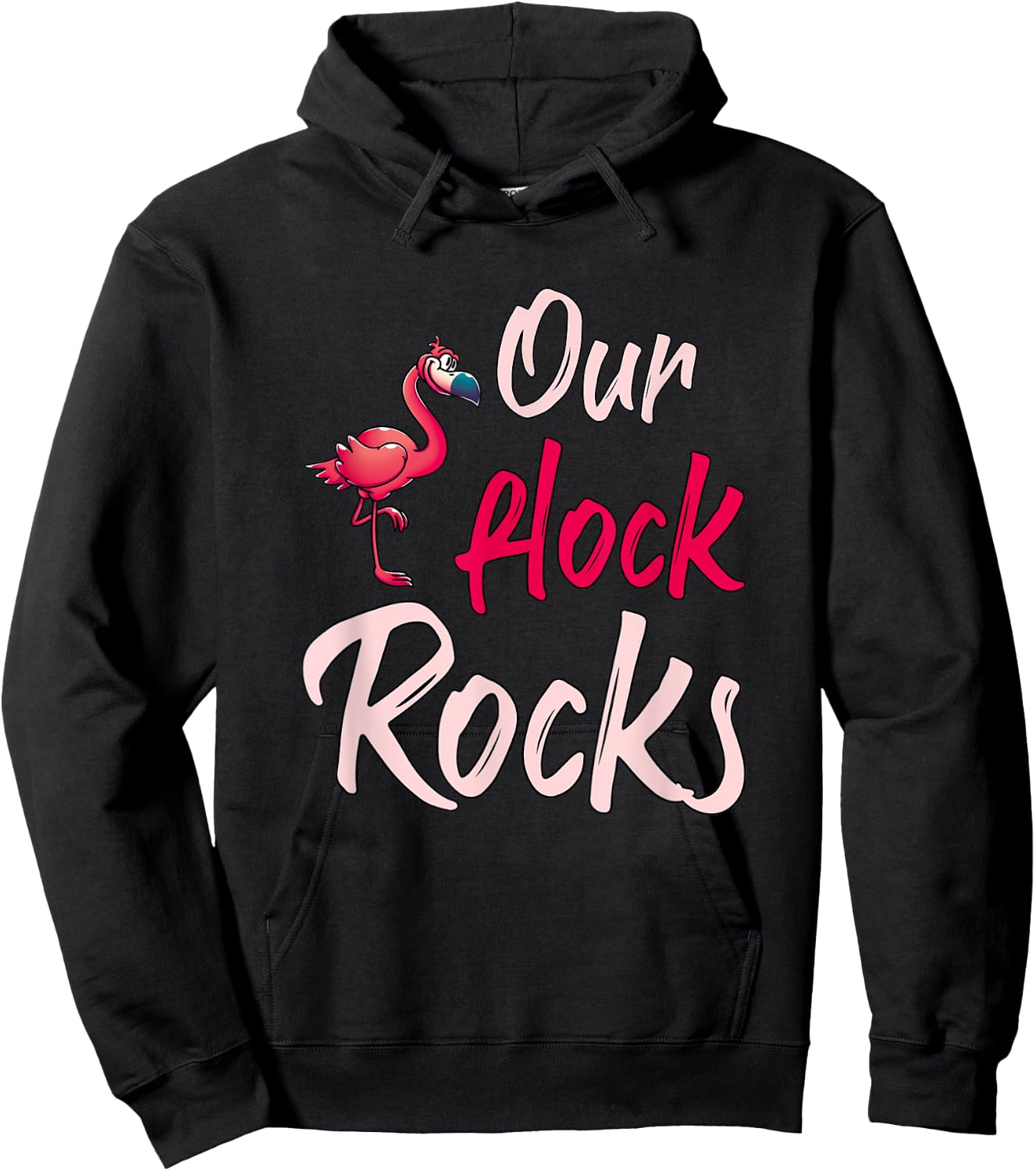 Our Flock Rocks Flamingo Hoodie - Hoodie | Black