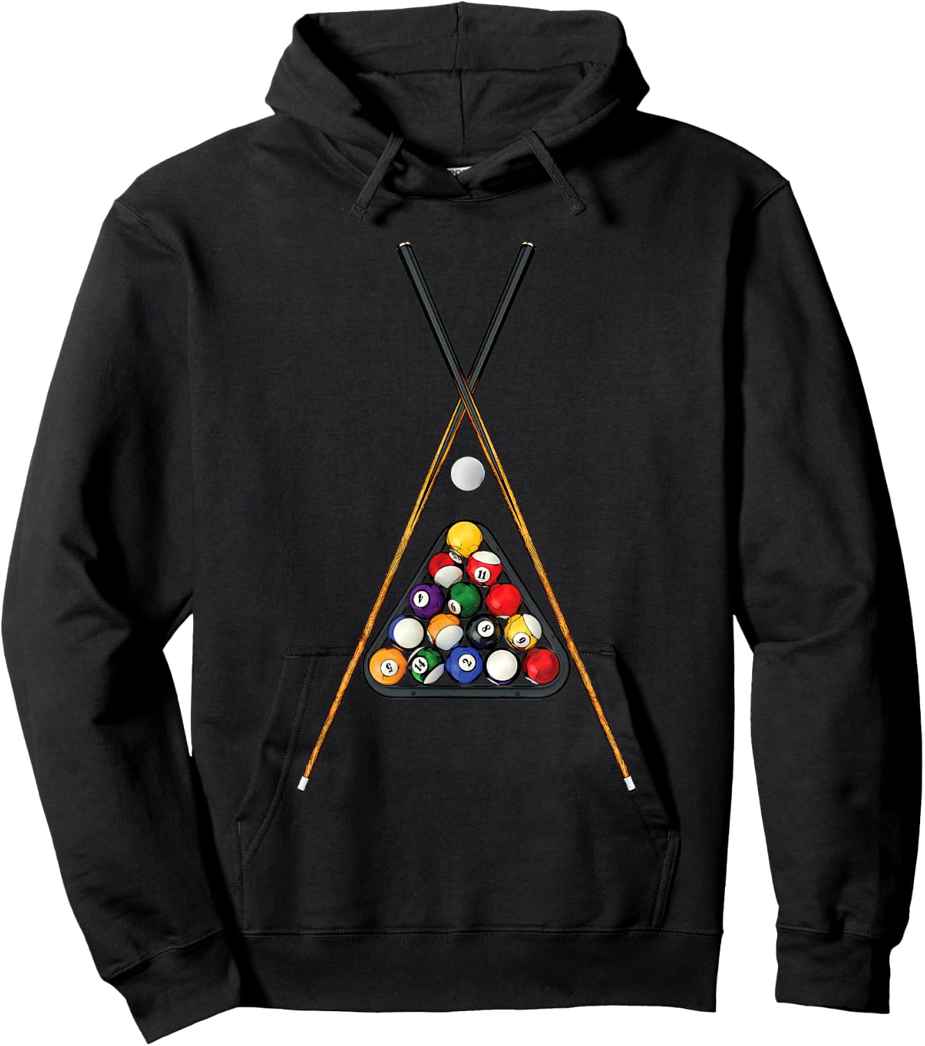 Pool Player's Racked Balls Sticks Cue Ball Billiards Art Hoodie - Hoodie | Black