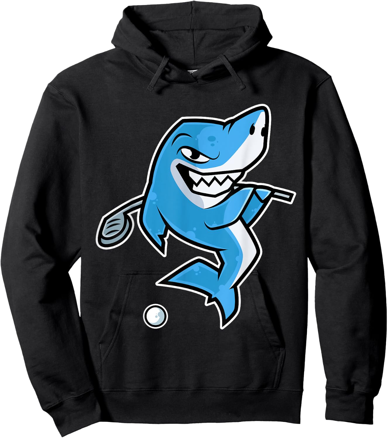 Shark Golf Player Golfer Golfing Funny Kids Boys Hoodie - Hoodie | Black