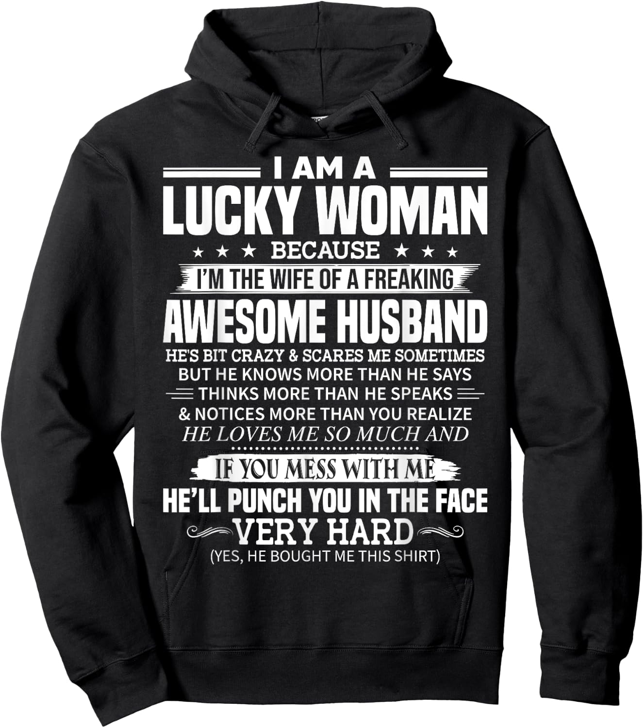 A Lucky Woman I'm the Wife of a Freaking Awesome Husband Hoodie - Hoodie | Black