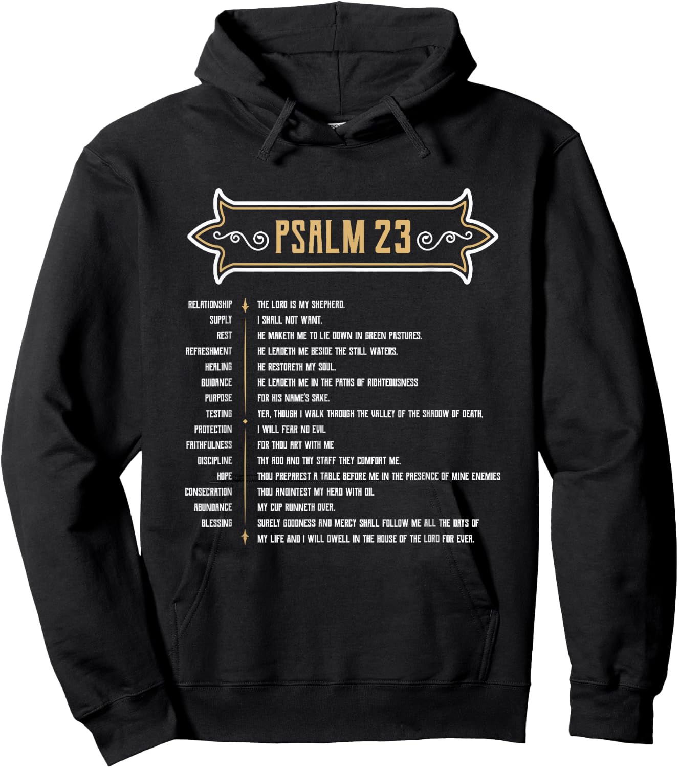 Psalm 23 LORD is my Shepherd Hoodie - Hoodie | Black