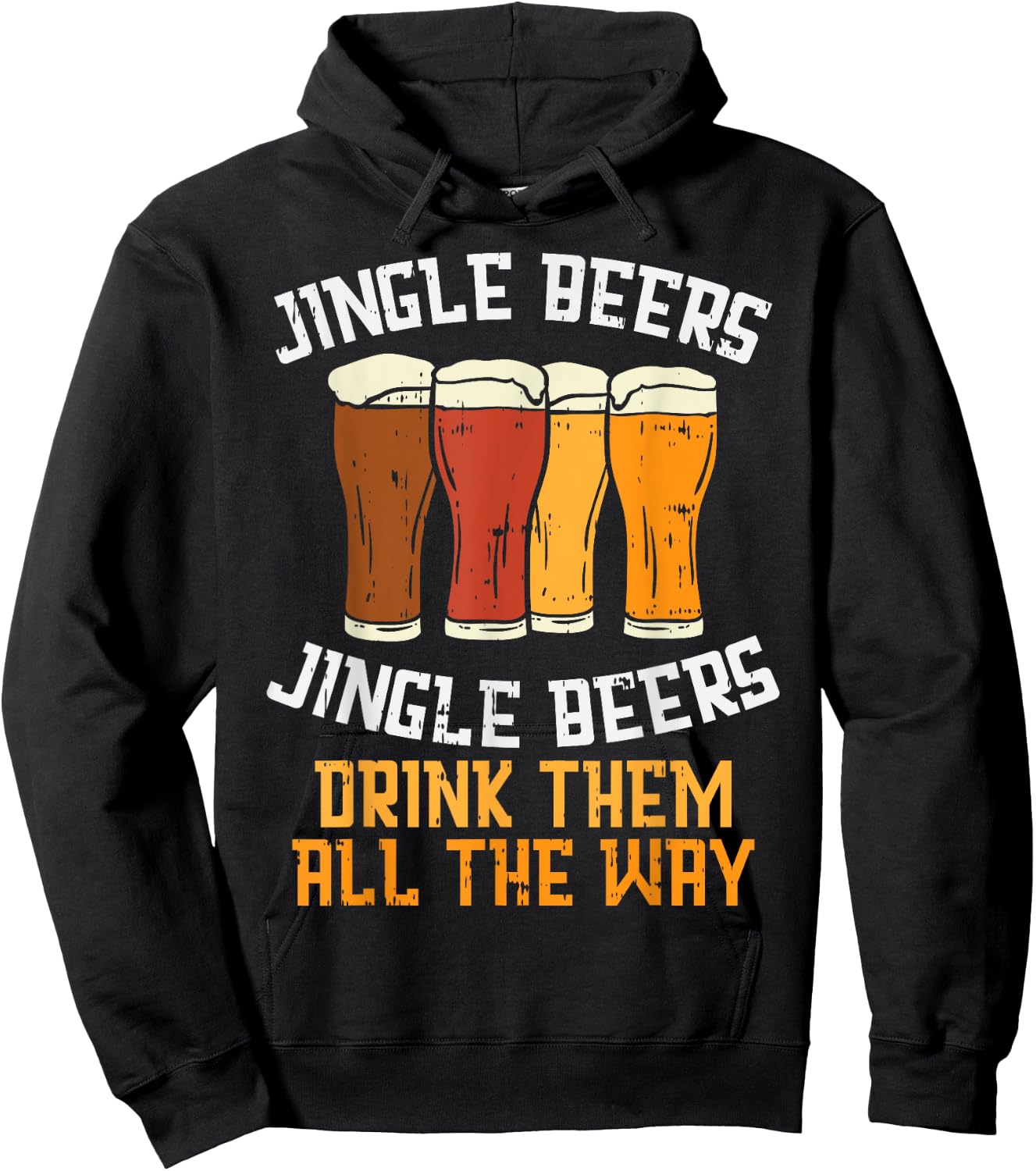 Jingle Beers Drink All The Way Christmas Beer Lover PJ Hoodie - Hoodie | Black