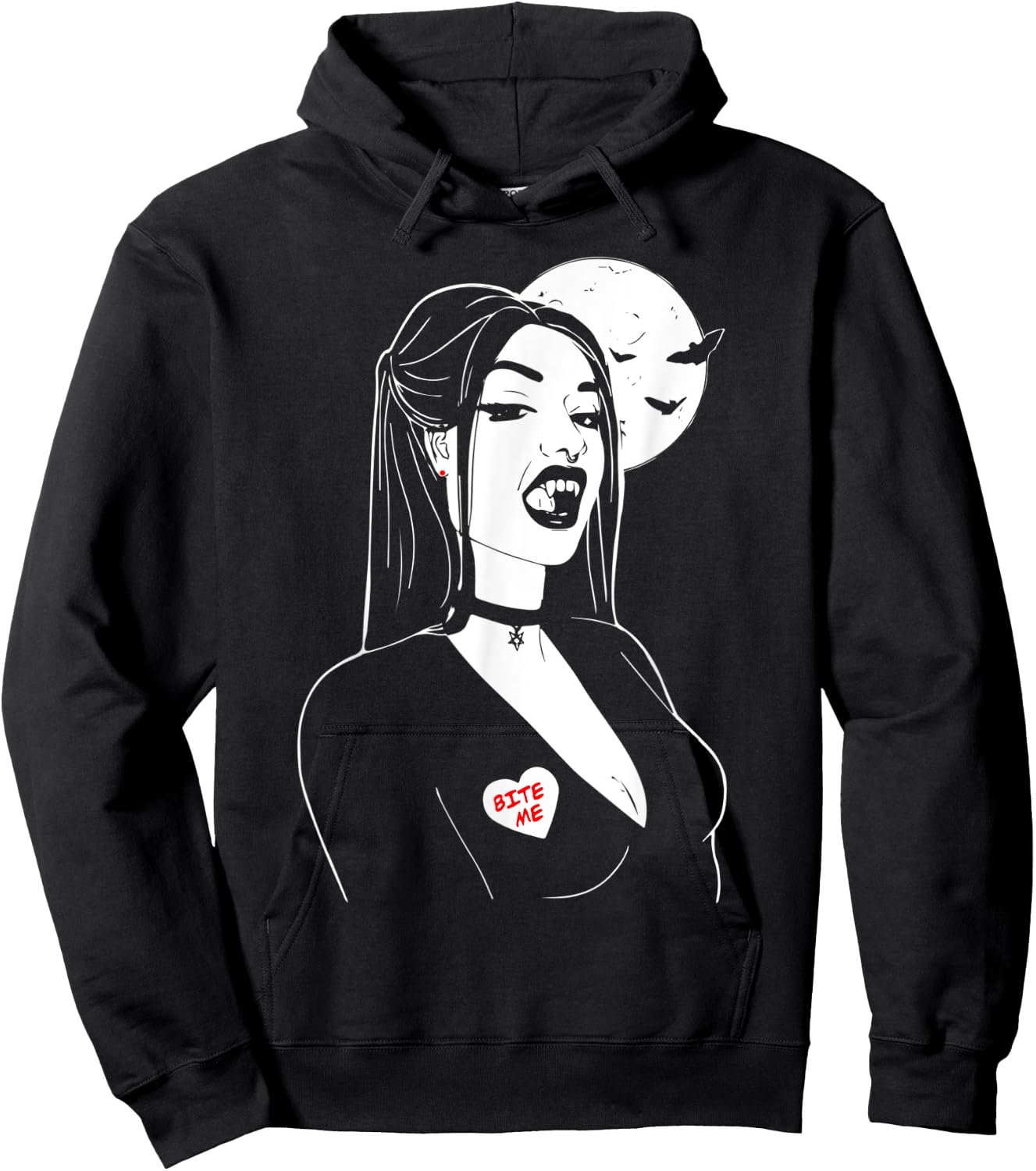 Vampire Girl Bite Me, Art Desing , Beauty Vamp Hoodie - Hoodie | Black