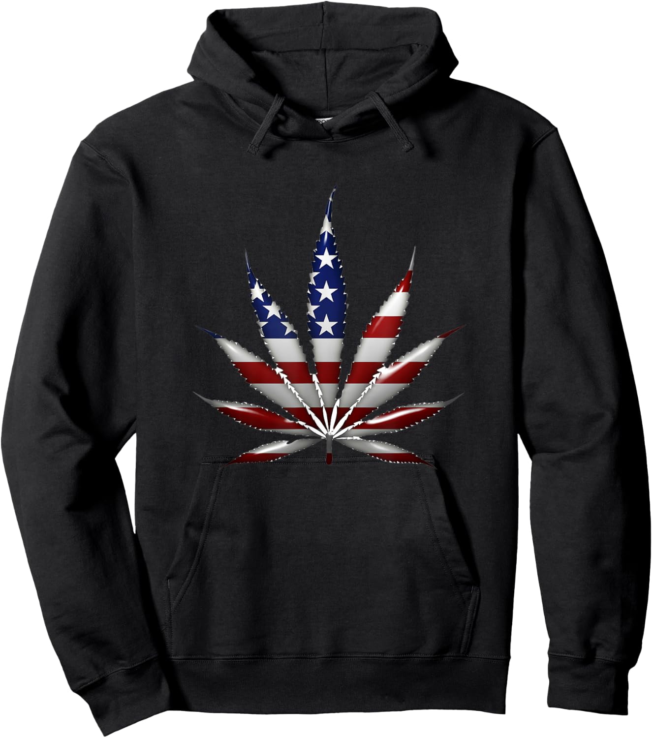 Marijuana Pot Leaf America USA American Flag Men Hoodie - Hoodie | Black