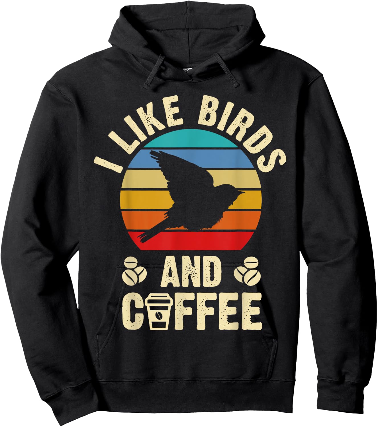 I like Birds & Coffee Funny vintage I Heart Birds Lover Hoodie - Hoodie | Black