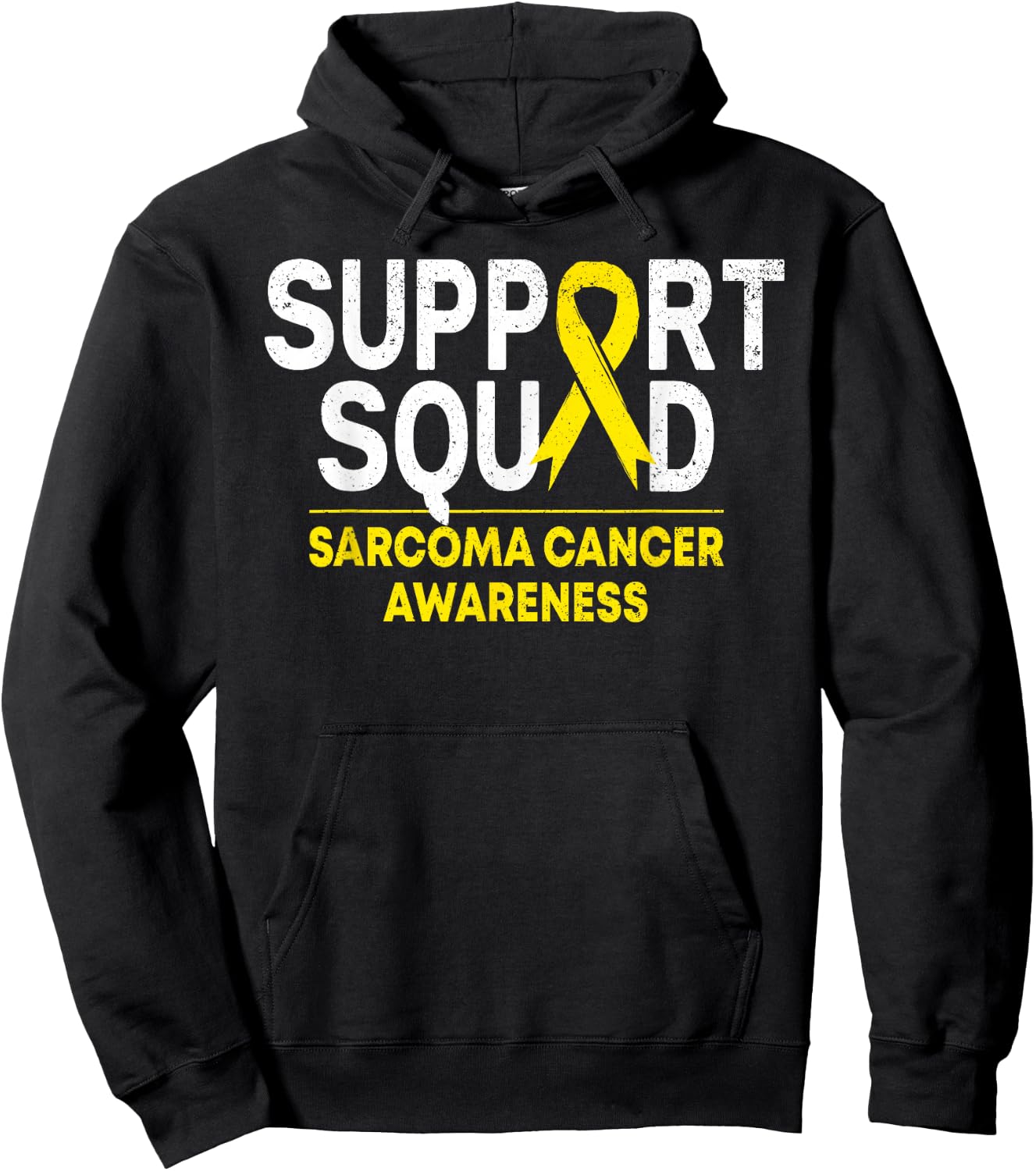 Support Squad Sarcoma Cancer Awareness Yellow Ribbon Team Hoodie - Hoodie | Black