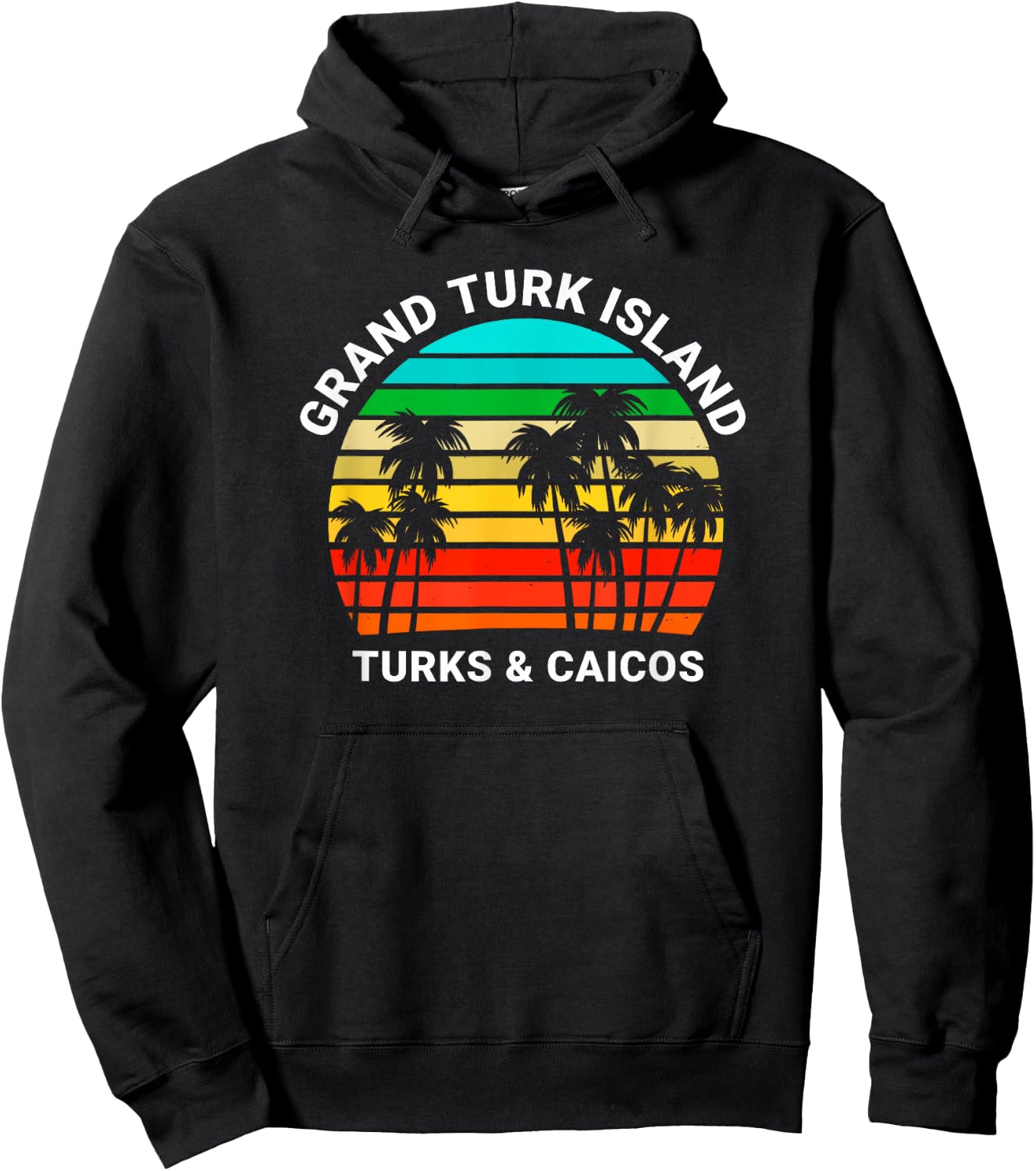 Grand Turk Island Turks & Caicos Shirt Sunset Palm Trees Hoodie - Hoodie | Black