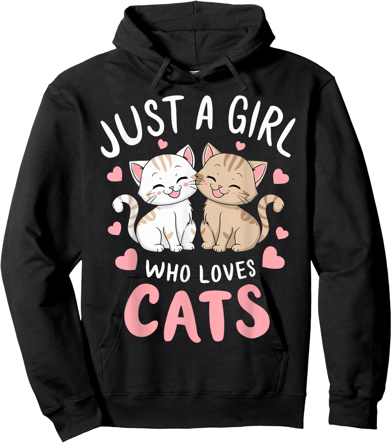 Cat Lover Just A Girl Who Loves Cats Hoodie - Hoodie | Black