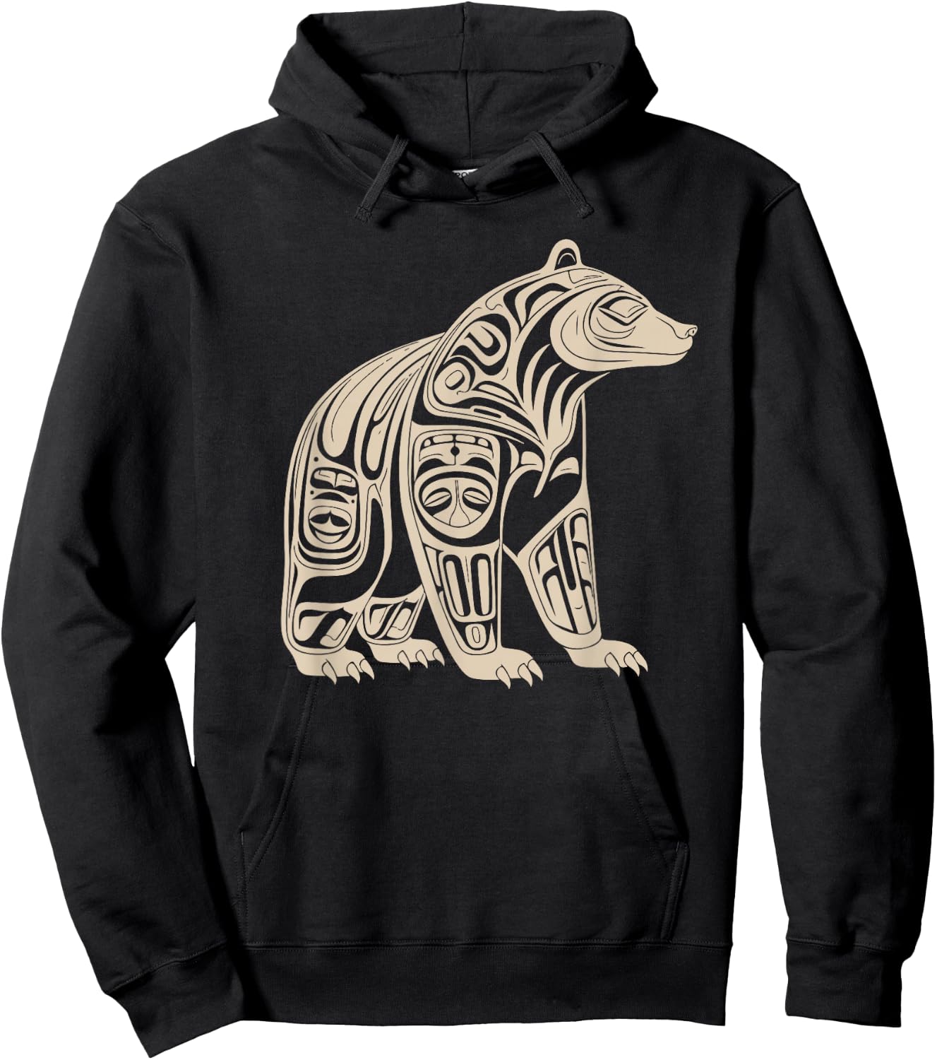 Bear Native Formline Art Salish Haida Tlingit Pacific Animal Hoodie - Hoodie | Black