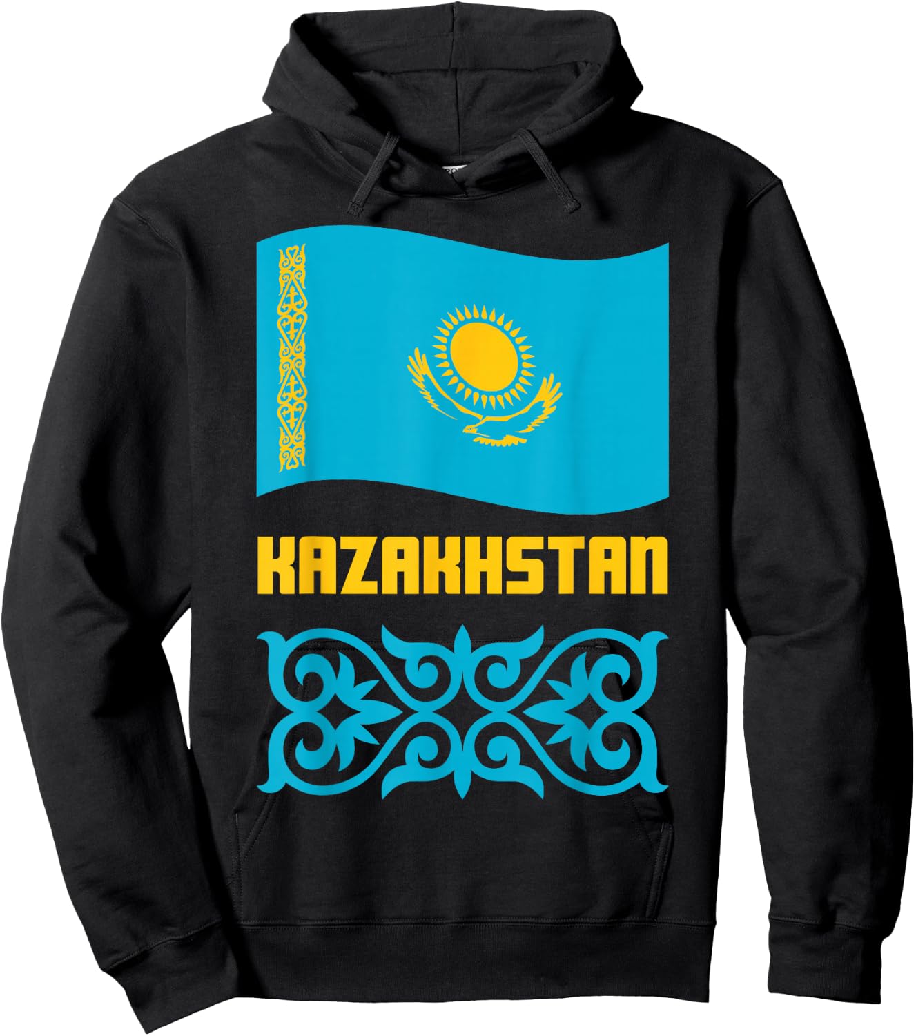 Republic of Kazakhstan Qazaqstan Kazakh Kazakh Flag Hoodie - Hoodie | Black
