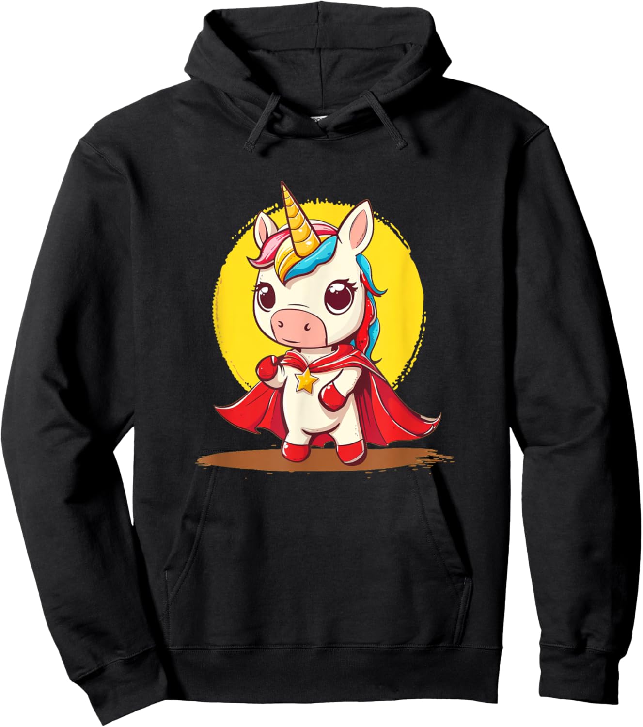 Good-looking Unicorn in Superhero Uniform with Cape Hoodie - Hoodie | Black