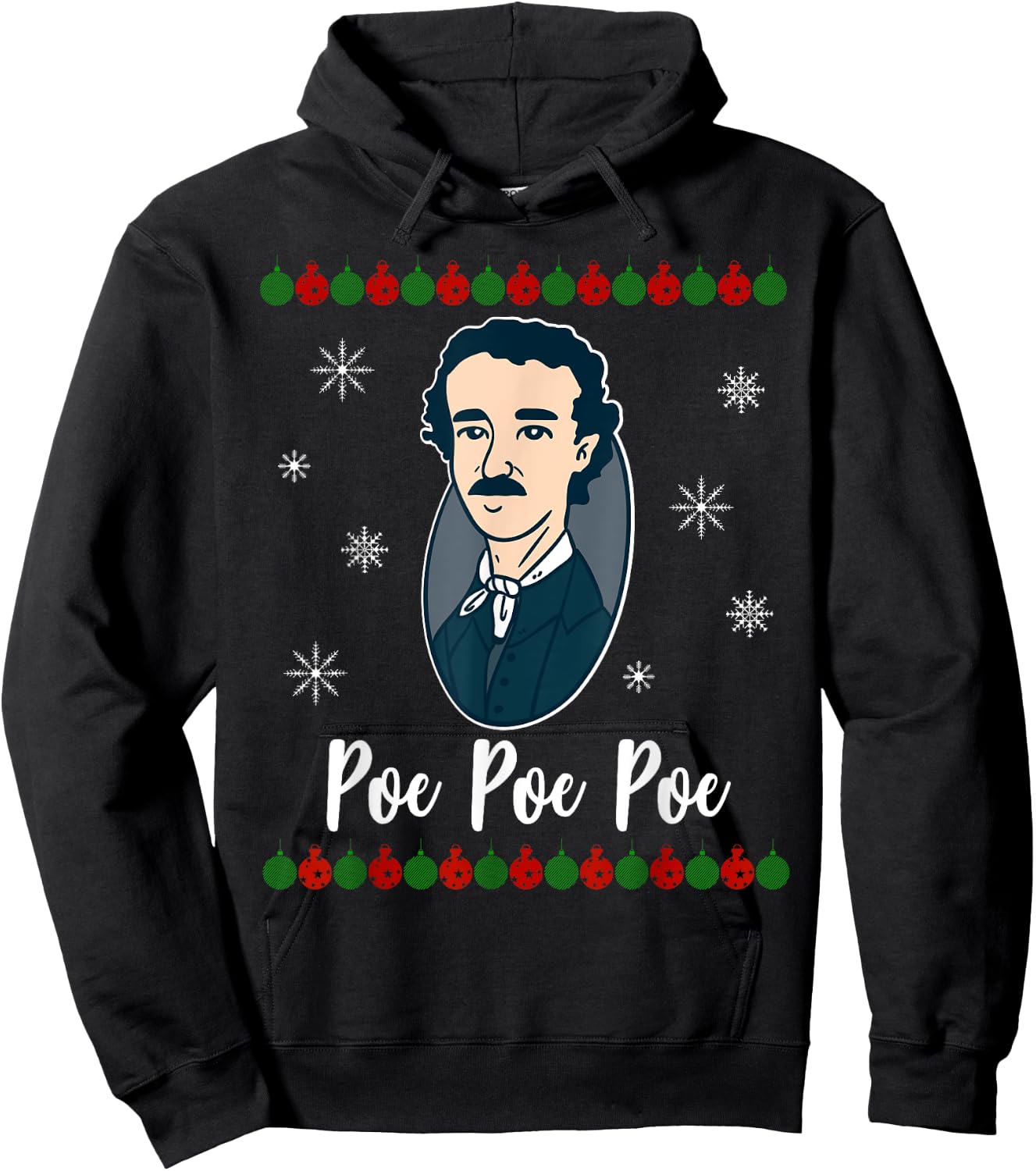 Poe Poe Poe Merry Christmas Edgar Allen Xmas Writer Hoodie - Hoodie | Black