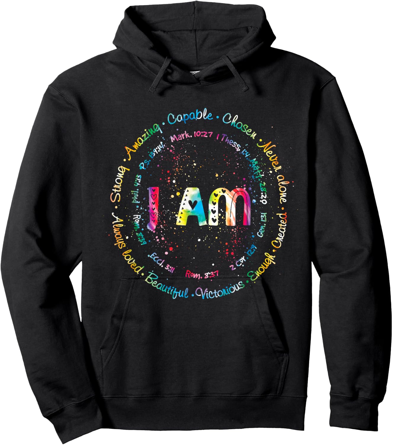Tie Dye I Am Inspiration Bible Verse Christian Religious Hoodie - Hoodie | Black