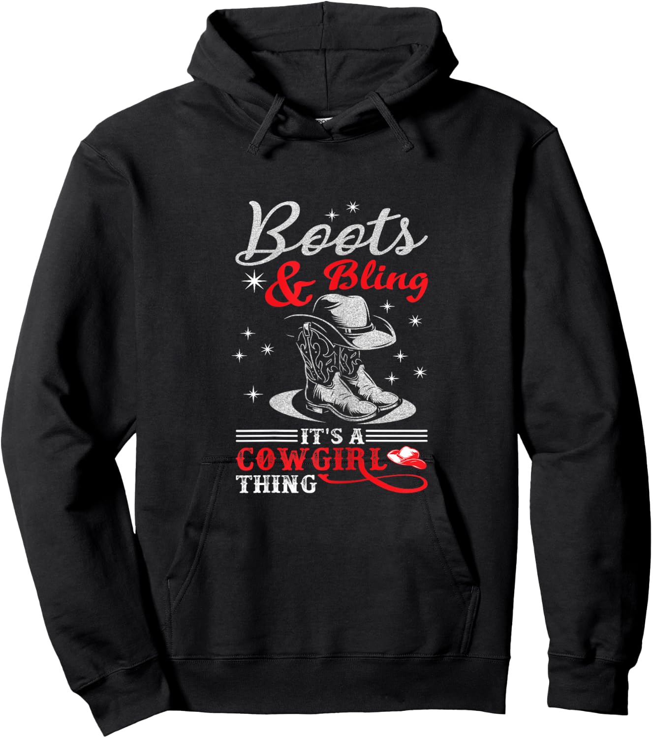boots & bling it's a cowgirl thing Western Hoodie - Hoodie | Black